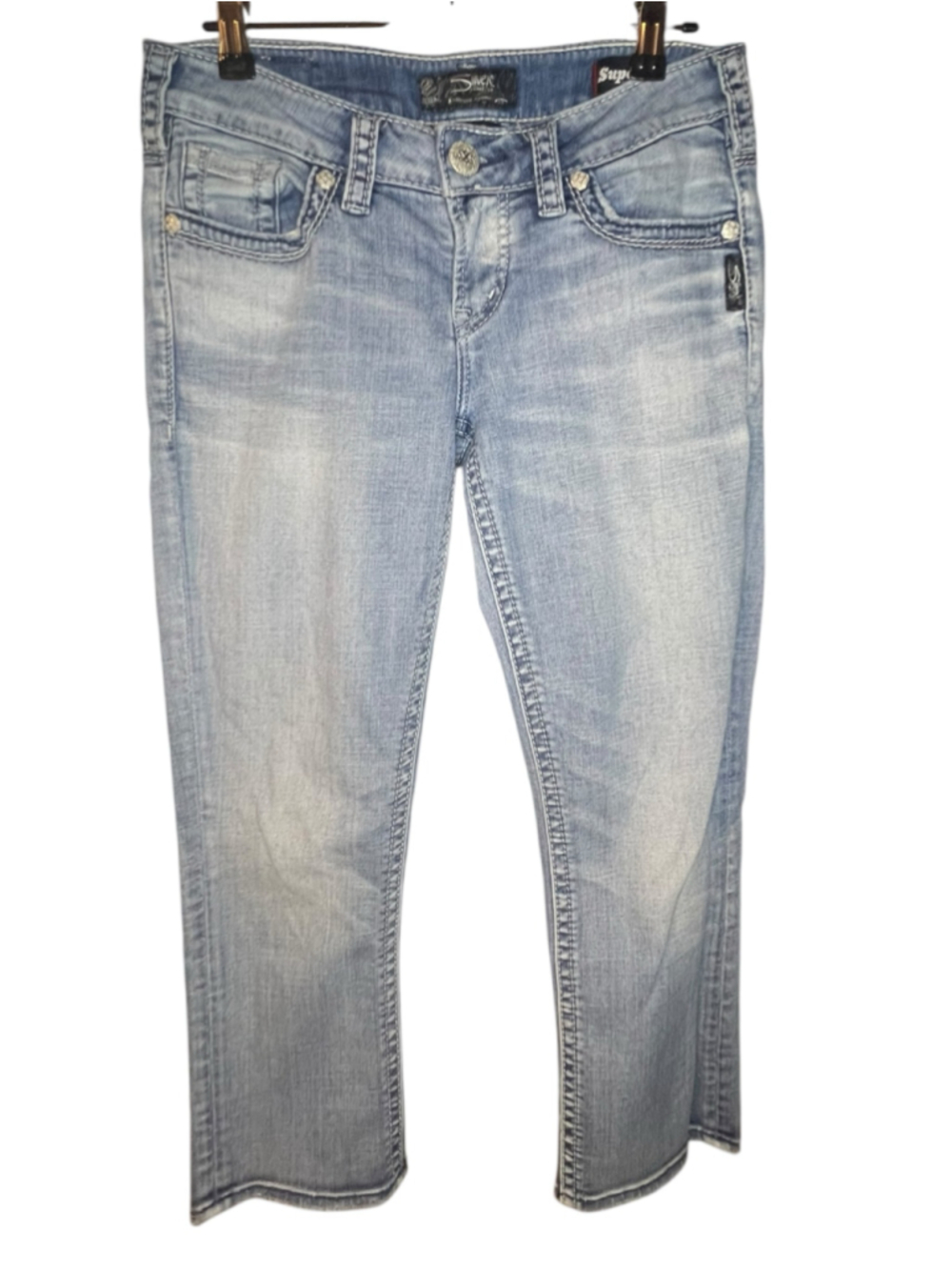 Silver Jeans Co Aiko Mid Capri Light Wash Cropped Denim Jeans